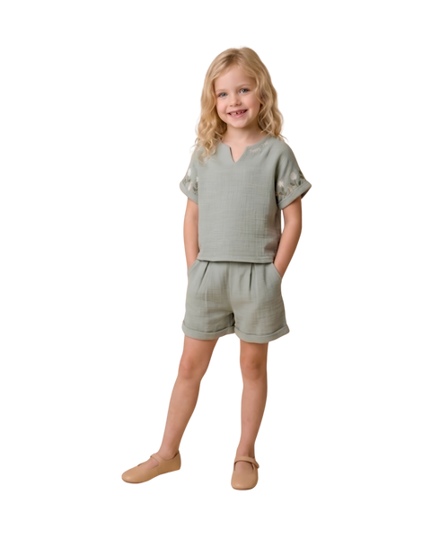Sage Blossom Linen Set