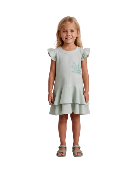 Sage Ruffle Flutter Dress