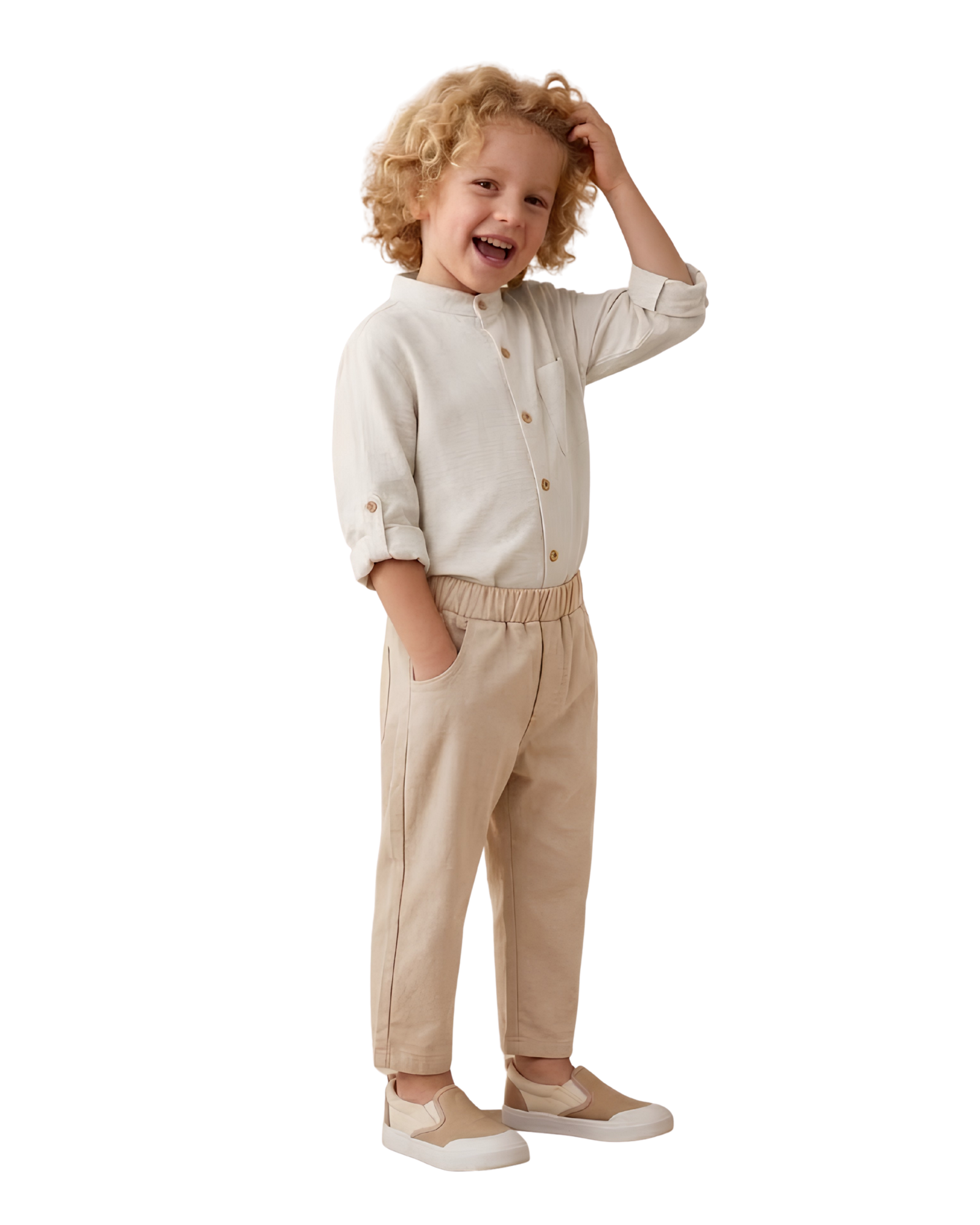 Cozy Oat & Navy Linen Set