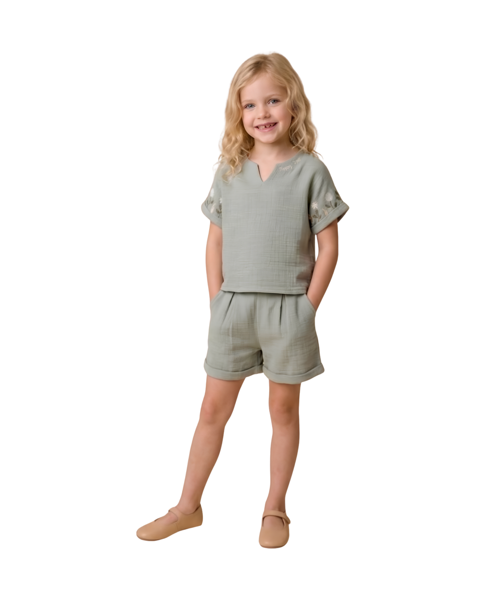 Sage Blossom Linen Set