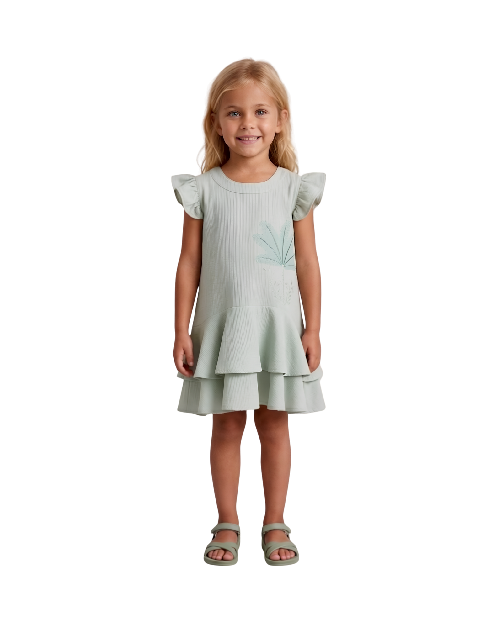 Sage Ruffle Flutter Dress